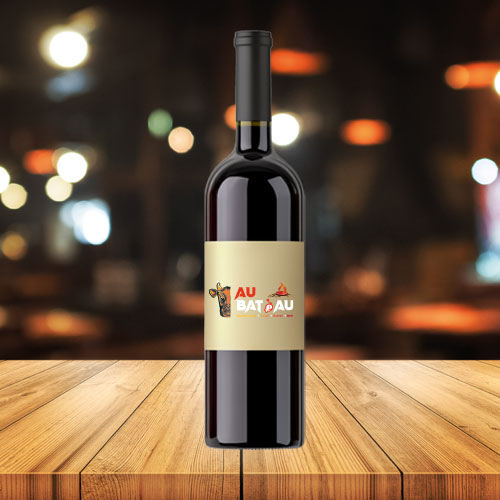 Photo Bputeille de Vin Rouge Logo Au Bateau